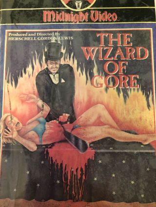 The Wizard Of Gore VHS Midnight Video H.  G.  Lewis Horror Clamshell Rare 1982 2