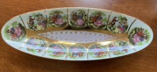 Vtg Antique Royal Vienna Porcelain Elongated Relish Dish Serving Tray