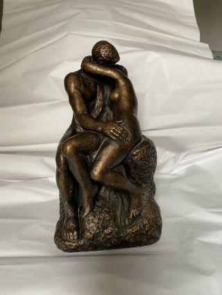 Vintage (1965) Austin Prod Nude Man & Woman Kissing Nudist Sculpture Kiss