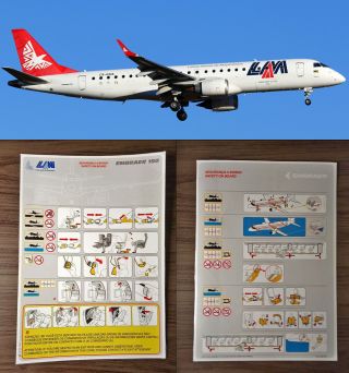 Safety Card Embraer 190 Lam MoÇambique Airlines Rare