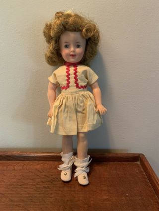 Vintage 1950s 12 " Ideal Shirley Temple Doll,  Dress With Red Trim