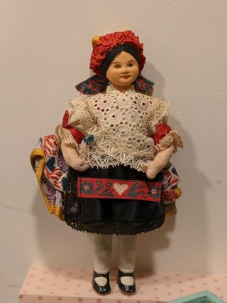 Vintage Czech Polish Ethnic Folk Costume Doll Girl Christmas Ornament Doll Ec