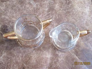 Antique Pattern Glass Mammoth Cave KY Souvenir Cream & Sugar Set Gold Trim 3