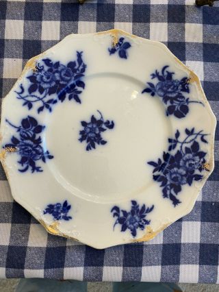 Flow Blue W.  H.  Grindley Floral Pattern England Antique 9 " Blue And White