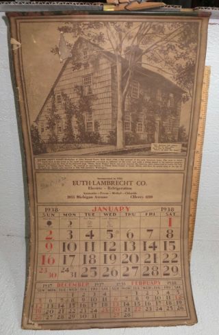 Vintage Antique Advertising Calendar Detroit Michigan Electric Refrigeration 
