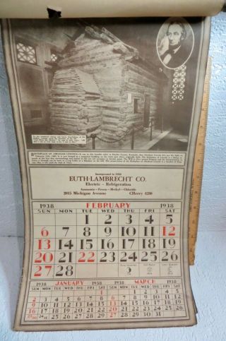Vintage Antique Advertising Calendar Detroit Michigan Electric Refrigeration ' 38 2