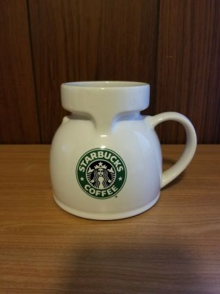 Starbucks Vintage Coffee White Ceramic Large Travel Mug With Non Skid Base