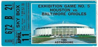 Rare 3rd Game Astros Played In Astrodome,  Sky Box (highest Level) April 11,  1965