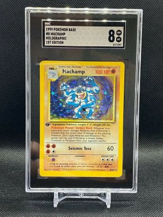 1999 Pokemon Tcg Base 1st Edition 8 Machamp Holographic Rare Graded Sgc 8 Psa