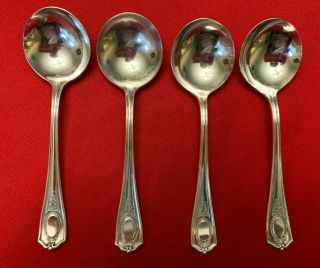 Louis Xvi Community Oneida Silverplate Set Of 4 Bouillon Spoons 1911