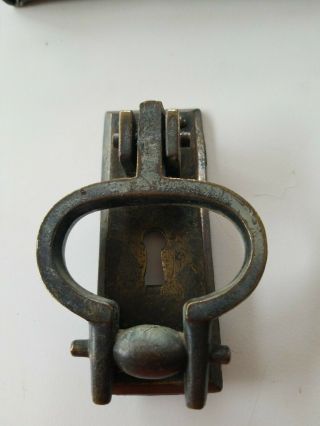 Big Unique Antique Vintage Brass Arts Crafts Mission Door Handle With Keyhole A