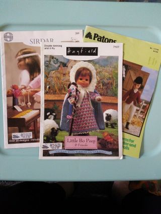 Vintage Knitted Doll Clothes Pattern Books Hayfield Patons Sirdar Baby Barbie,