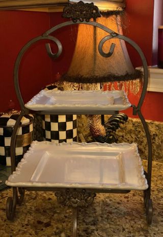 Rare Htf Chris Madden For Jc Penney - Foret Two Tiered Serving Stand With Plates