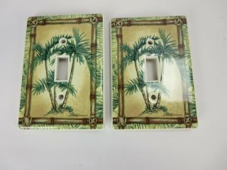 2 Santa Barbara Ceramic Design Palms Beach Switch Plate Covers Vintage