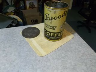 Vintage Atwood’s Private Brand Coffee Tin.  Minneapolis 3 Lb 9.  5 In.  Tall,  Rare