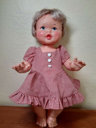 Vintage 1973 Ideal Toy Corp Blonde Rub A Dub Baby Doll 17 " Long