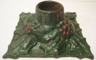 Old Antique 1920s Cast Iron Christmas Candle Holder Holly & Leaves Signed Snead