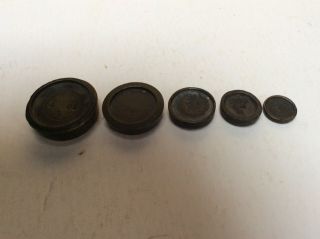 Antique English Brass Weights One Makers Name And Various Marks