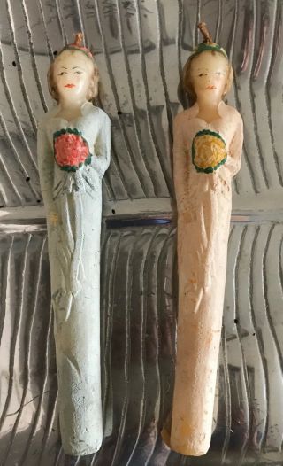 Rare Vintage Colonial Candle Of Cape Cod - 2 Bridesmaids Figures,  Box