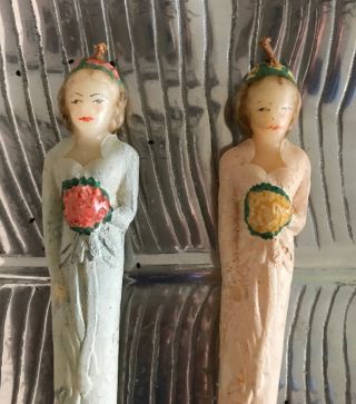 Rare Vintage COLONIAL Candle of Cape Cod - 2 BRIDESMAIDS Figures,  BOX 2