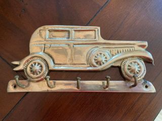 Vintage Solid Brass Antique Car Key Holder 5 Hook Coat Wall Hanger