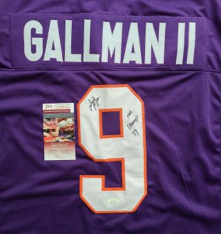 Rare Wayne Gallman Signed Auto Purple Clemson Inscribed Xl Jersey Jsa Witnessed
