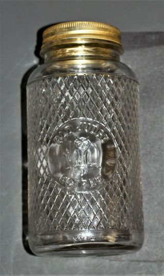Antique Vintage " Old Judge Coffee " Embossed Owl Jar