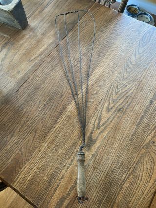 Vintage Rug Beater 32”x17.  25” Wood Handle Heavy Wire