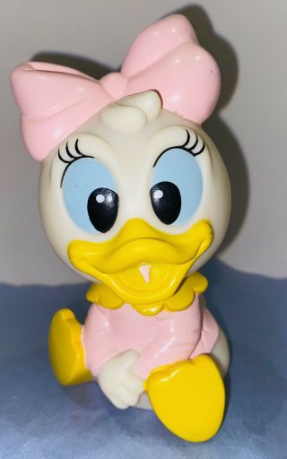 1984 Vintage Walt Disney Baby Daisy Duck 5 1/4” Squeak Rubber Toy Rare