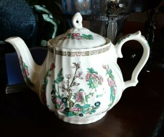 Antique China Teapot James Sadler,  Made In England Indian Tree Pattern