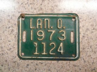 Sweet Vintage Antique 1973 Lancaster Ohio Metal Bicycle License Plate 1124