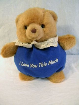 Rare Vintage Russ Berrie Teddy Bear " I Love You This Much " Plush Stuffed Toy 7 "
