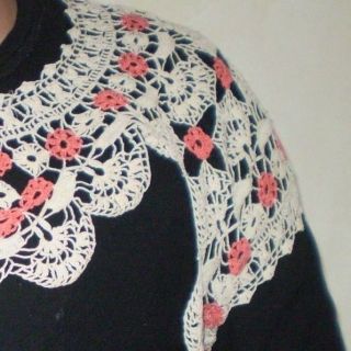Vintage rare Handmade Cotton Crochet Lace Collar Ecru 3
