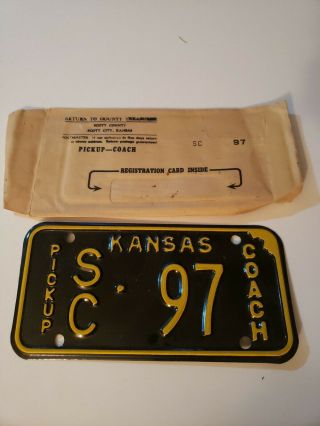 Pickup Coach Kansas Ks License Plate Tag Sc 97 Antique Vintage