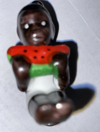 Antique Vintage Americana Small Child W/watermelon Boy Figurine 2”x2”