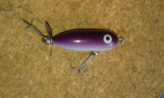 Vintage Heddon Tiny Torpedo Lure.  Purple Color Top Water Bait