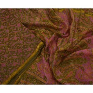 Tcw Vintage Green Sarees 100 Pure Silk Printed Zari Border Fabric Sari
