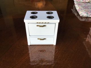 1:12 Scale Dollhouse Miniature Vintage White Wood Stove W/cabinet & Drawer