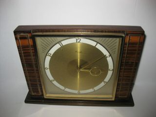 Kienzle Bauhaus Heinrich Moeller Art Deco Wood Palisnder Desk Clock Germany Rare