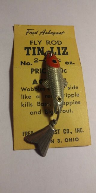 Vintage Tackle Box Fishing Lure Arbogast Fly Rod Tin Liz