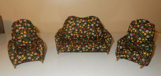 3 Piece Vintage Cloth Mini Dollhouse Furniture