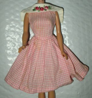 Vintage Barbie 1965 1626 Dancing Doll Pink & White Gingham Dress