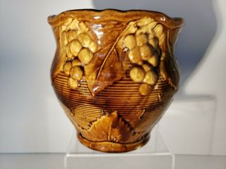 Antique Rare Ca1912☆cusick☆ Brush Mccoy Art Pottery Vase Brown Crackled P76