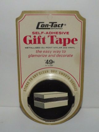 Vintage Con - Tact Self Adhesive Gift Tape Silver Matallized 1/2 " X 150 " Nos