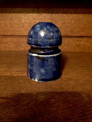 Antique Cobalt Blue Pony Style Ceramic Porcelain Insulator