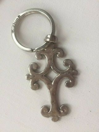 Gorgeous & Rare - Large Brighton Hammered Silver Cross On Keychain
