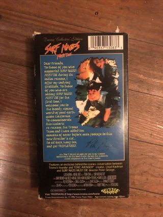 SURF NAZIS MUST DIE VHS 1987 RARE OOP Troma Collector’s Edition Director’s Cut 3