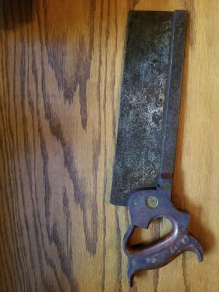 Vintage Richardson Brothers Back Saw Miter Dovetail 12” Steel Blade Rusty & RARE 2