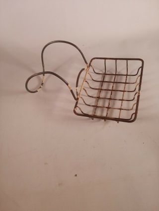 Vintage Antique Metal Wire Soap Basket Holder From Clawfoot Tub Or Sink