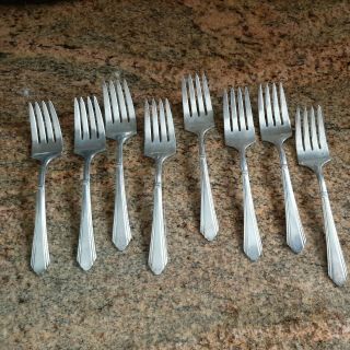 Set Of 8 Vintage Wilshire Silver Plate Salad/dessert Forks
